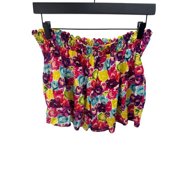 Alice + Olivia Shorts‎ Silk Multicolor Floral Print Pull On Shorts Size Small - Picture 2 of 4